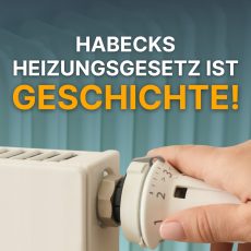 Habecks Heizungsgesetz ist Geschichte. Bild Zeigt Hand an Heizungsthermostat
